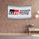 Toyota GR Gazoo Racing Flag 3x5ft – Checkered Banner, Car Show, Garage, Man Cave Wall Decor Sign