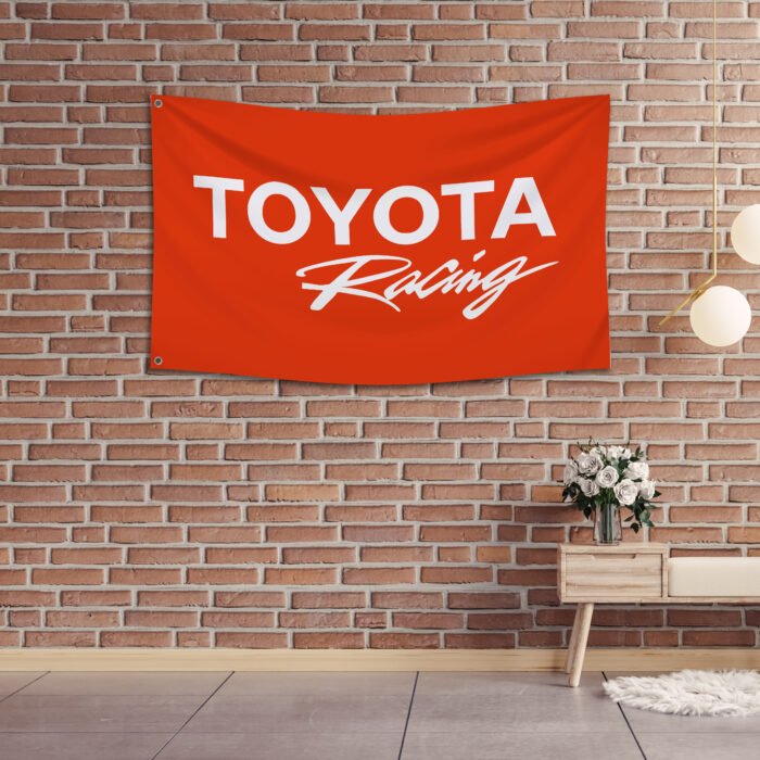 Toyota Racing Flag 3x5ft – Car Show Red Banner, Garage, Man Cave Wall Decor Sign