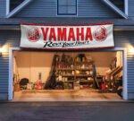 Yamaha Banner 2x8ft – Revs Your Heart Flag Motorcycle Show, Man Cave, Garage Wall Decor Large Sign