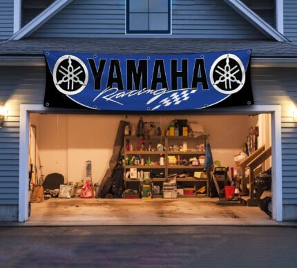 Yamaha Racing Banner 2x8ft – Motorcycle Flag, Show, Man Cave, Garage Wall Decor Large Sign, Outdoor Indoor Legendary Garden Banner