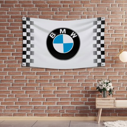 "Deck out your space with this 3x5 ft BMW Checkered flag. Ideal for car racing shows, garages, workshops, and wall décor, this durable banner features bold checkered graphics. Perfect for showcasing your love for motorsport and BMW’s racing heritage, this flag is great for both indoor and outdoor use."