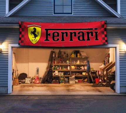 "Elevate your space with this Ferrari Racing Checkered Banner, the perfect décor piece for car enthusiasts and motorsport fans. Measuring 2x8 ft, this banner features the iconic Ferrari logo alongside bold checkered racing graphics, symbolizing the thrill and prestige of the racing world. Ideal for garages, man caves, workshops, or car shows, it brings a touch of Italian automotive excellence to any setting. Crafted from durable, high-quality materials, this banner is designed to withstand indoor and outdoor use, ensuring vibrant colors and long-lasting appeal. Celebrate Ferrari’s unparalleled legacy in Formula 1 and high-performance racing with this stylish and dynamic banner, a must-have for anyone who admires speed, luxury, and precision."