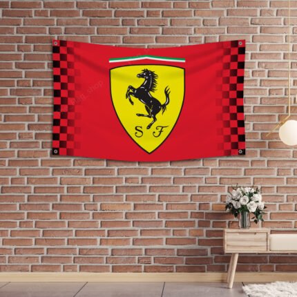 "Celebrate your passion for speed and luxury with this Ferrari Racing Checkered Flag, a must-have for car enthusiasts and racing fans. This 3x5 ft flag combines the iconic Ferrari logo with classic checkered racing graphics, making it perfect for garages, man caves, workshops, or car show displays. Crafted from durable, high-quality materials, it offers vibrant colors and long-lasting performance, suitable for both indoor and outdoor use. Highlighting Ferrari’s legendary status in motorsport and Formula 1, this flag adds a dynamic and stylish touch to any space. Whether you're a collector, a racing aficionado, or an admirer of Italian automotive excellence, this Ferrari Racing Checkered Flag is the ultimate décor piece to showcase your love for speed and precision."