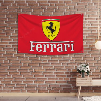 "Showcase your passion for luxury and speed with this 3x5 ft Ferrari flag, perfect for car enthusiasts and fans of Italian engineering. Featuring the iconic Ferrari logo and Italy-inspired design, this banner is an ideal addition to garages, man caves, workshops, or car show displays. Crafted from durable, high-quality materials, it ensures vibrant colors and long-lasting performance, making it suitable for both indoor and outdoor use. Celebrate the legacy of Ferrari’s excellence in car racing and sports cars with this bold and stylish décor piece. Whether you’re a collector or a racing enthusiast, this Ferrari flag is a must-have wall sign that embodies Italian craftsmanship and automotive performance."