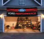 "Show your love for Ford Performance with this 2x8 ft banner flag, perfect for fans of iconic vehicles like the Mustang, Cobra, GT, F-150, and Shelby. Featuring bold Ford Racing and SVT graphics, this banner is ideal for garages, car shows, man caves, workshops, or as an advertising display. Crafted from durable materials, it ensures vibrant colors and long-lasting appeal for both indoor and outdoor use. Whether you’re showcasing your passion for Ford’s legendary cars and trucks or celebrating the power and precision of models like the Shelby Cobra, this banner is the ultimate décor piece for enthusiasts and collectors alike."