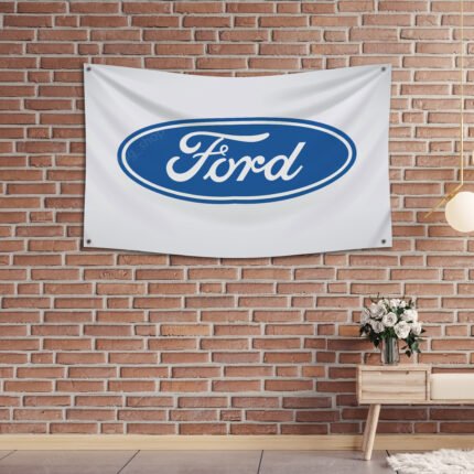 "Display your pride in Ford's legacy with this 3x5 ft Ford Logo Banner Flag, perfect for car and truck enthusiasts. Featuring the iconic Ford logo and emblem, this high-quality banner is ideal for garages, man caves, workshops, car shows, or as an eye-catching advertising display. Crafted from durable materials, it offers vibrant colors and long-lasting appeal, suitable for both indoor and outdoor use. Celebrate Ford’s American heritage in racing and automotive excellence with this versatile décor piece, designed to add style and personality to any space."