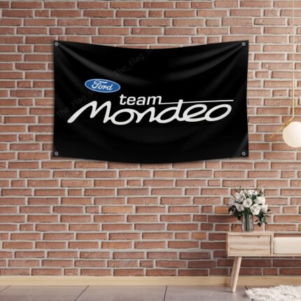 "Celebrate the legacy of Ford Team Mondeo Racing with this 3x5 ft banner flag, perfect for car enthusiasts and motorsport fans. Featuring bold Ford Team Mondeo Racing graphics, this banner is an excellent addition to your garage, man cave, workshop, or car show display. Crafted from durable, high-quality materials, it ensures vibrant colors and long-lasting performance, suitable for both indoor and outdoor use. Showcase your appreciation for Ford's historic success in racing and the iconic Mondeo with this stylish décor piece, a must-have for any fan of automotive excellence and motorsport heritage."