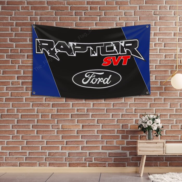 "Showcase your passion for the iconic Ford Raptor with this 3x5 ft banner flag, perfect for car and truck enthusiasts. Featuring the bold Ford Raptor logo and emblem, this high-quality banner is ideal for enhancing your garage, man cave, workshop, car shows, or as a standout advertising display. Made from durable materials, it offers vibrant colors and long-lasting appeal, suitable for both indoor and outdoor use. Celebrate the rugged power and performance of the Ford Raptor and Ford’s legacy in American racing and trucks with this stylish and versatile décor piece, perfect for any fan."