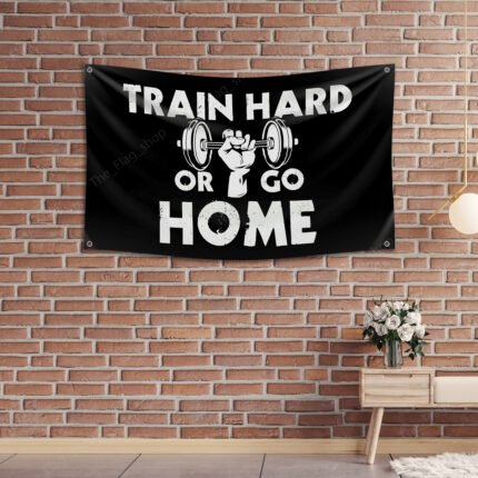 Train Hard Banner Flag 3x5ft Man Cave Motivational Slogan Office wall decor