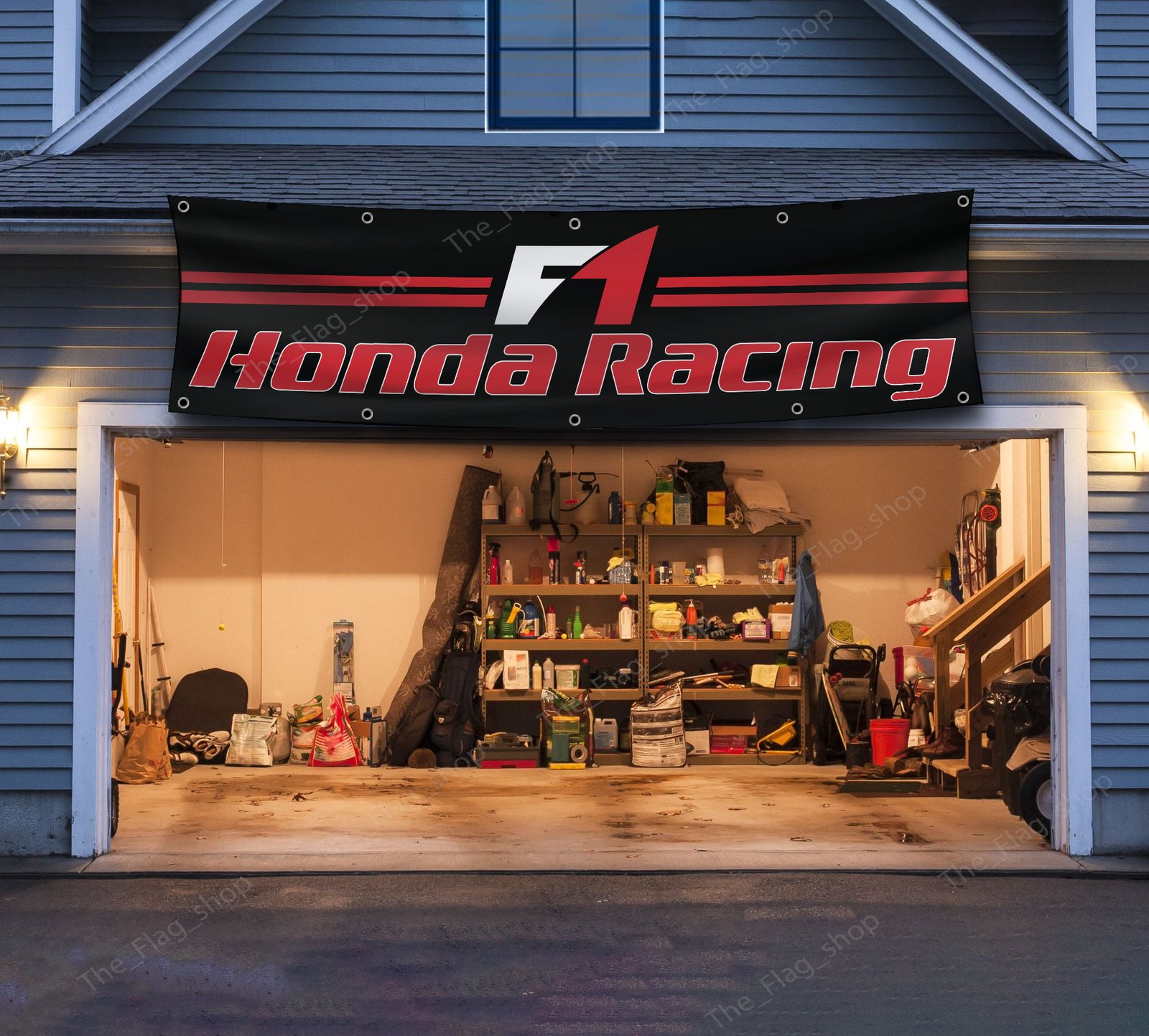 Honda Racing Flag 2x8 Ft Banner – 100% Polyester, Black, For Garage Or Man Cave