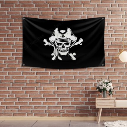 Jolly Roger 3x5ft Flag – Skull & Crossbones Pirate Ship Banner for Garden, Boat, Man Cave Decor