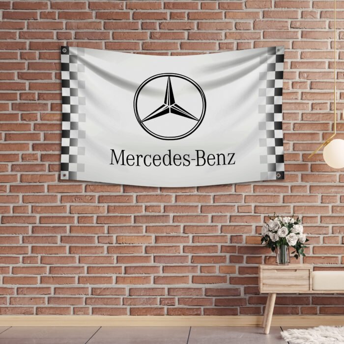 Mercedes Benz AMG 3x5ft Sport Flag Racing Checkered Banner Car Show Garage Man Cave Wall Decor