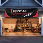 Pontiac Racing Flag Banner 2X8Ft Racing Car Flag Mane Cave Garage Wall Decor Large Sign