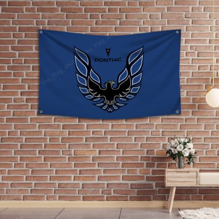 Pontiac blue Flag Banner 3x5ft – Racing Car Flag, Man Cave, Garage Decor, Large Sign