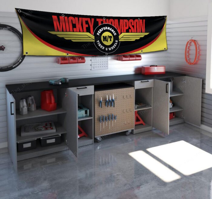 Mickey Thompson Tires Banner Flag Big 2x8ft Car Racing Man Cave Wall Decor Sign