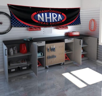 NHRA Drag Racing 2x8ft Checkered Banner – Hot Rod National Association Garage Flag for Man Cave & Workshop Display