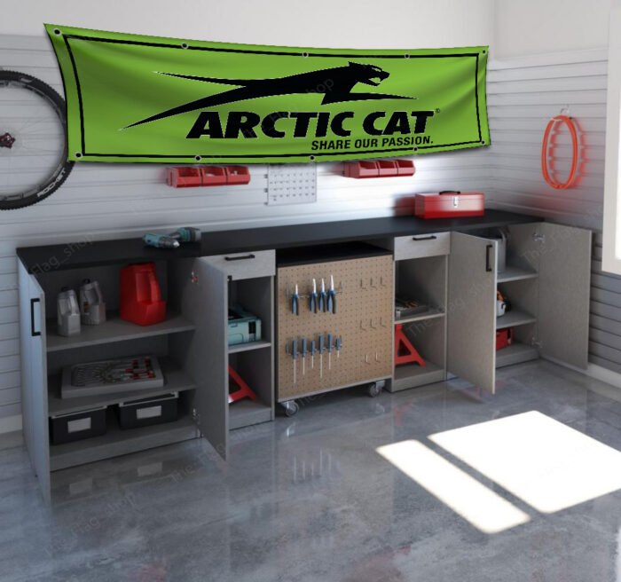 arctic cat racing flag banner 2x8ft