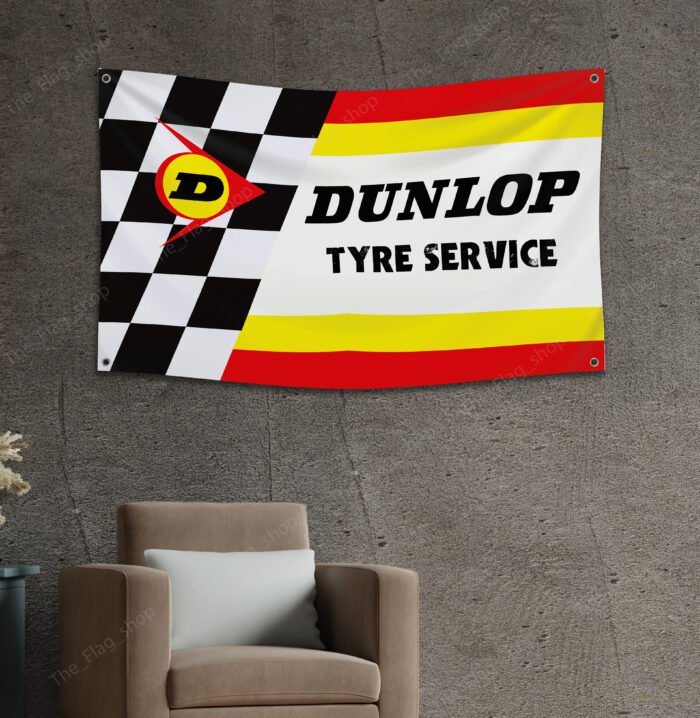 "Decorate your space with this 3x5 ft Dunlop Tyre Service banner flag, perfect for racing motorcycle enthusiasts and fans of high-performance tires. Featuring bold Dunlop branding and graphics, this durable banner is ideal for garages, man caves, workshops, or motorcycle shows. Made from high-quality materials, it’s designed for both indoor and outdoor use, ensuring vibrant colors and long-lasting appeal. Whether you’re showcasing your passion for motorcycle racing or highlighting the quality of Dunlop tyres, this banner is a must-have décor piece for any true fan of performance and durability."