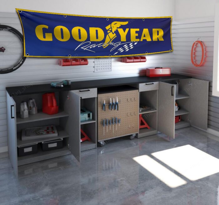 Goodyear Tires Racing Banner Flag 2x8 ft Car Show Garage Man Cave Wall Decor Sign