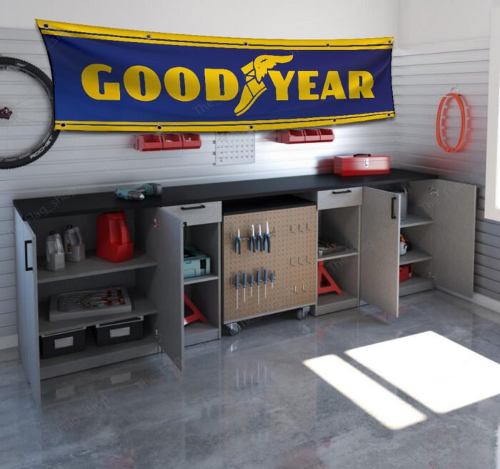 Goodyear Tires Racing Banner Flag 2x8 ft Car Show Garage Man Cave Wall Decor Sign