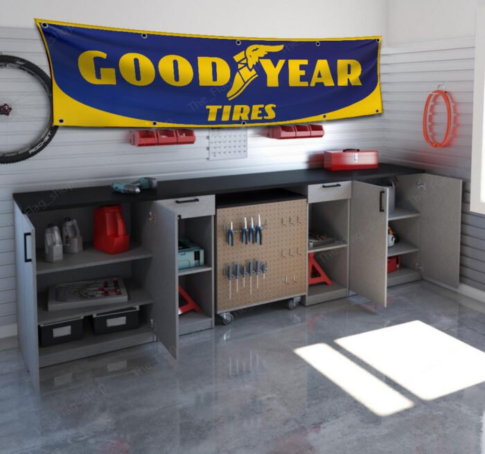 Goodyear Tires Banner Flag 2x8 ft Car Show Garage Man Cave Wall Decor Sign