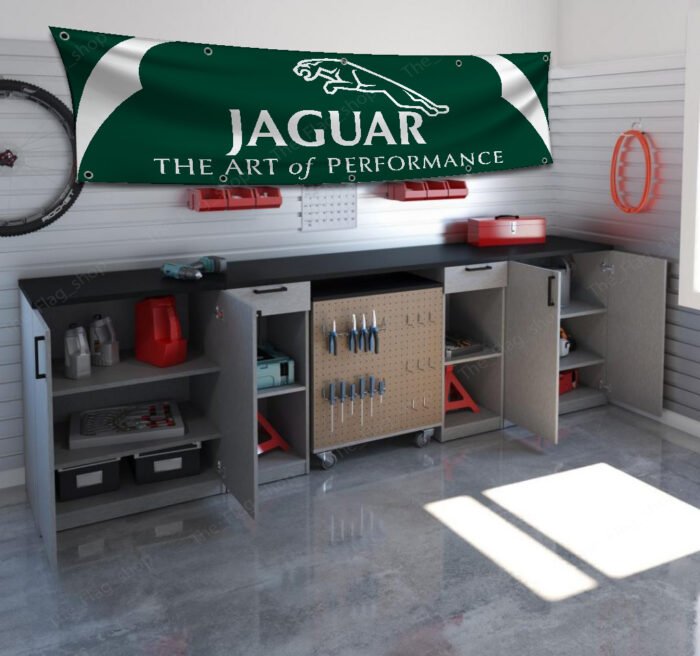 Jaguar The Art of Performance 2x8ft Banner Flag Racing Car Show Garage Man Cave Wall Decor Sign