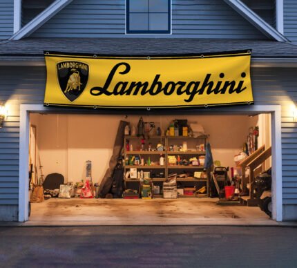 Lamborghini Banner 2x8 FT Racing Lambo Flag Car Show Garage Man Cave Wall Decor Sign