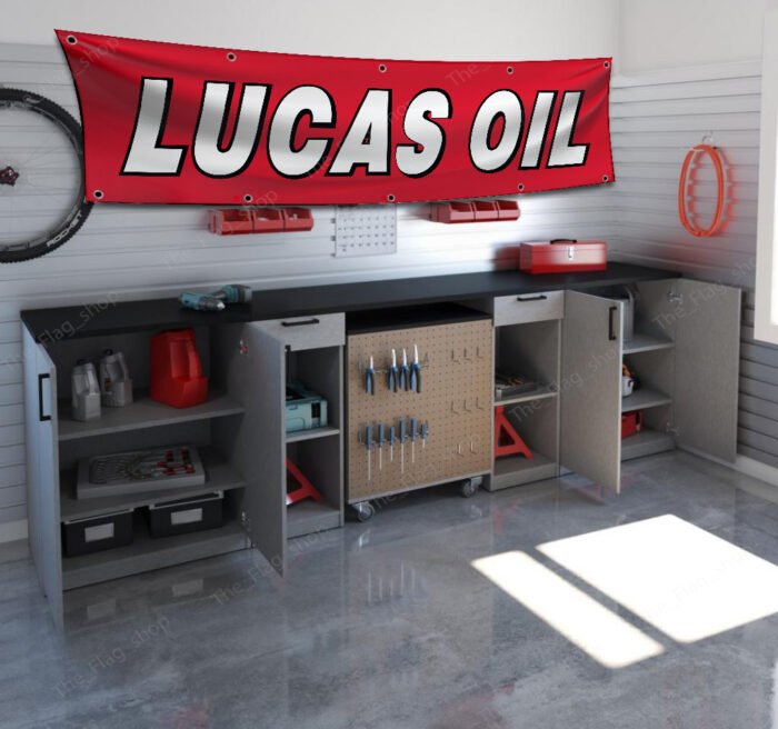 Lucas Oil Flag Banner 2x8 ft Drag Racing Motorcross Man Cave Wall Decor Sign