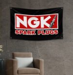 NGK Spark Plugs Flag 3x5ft - Garage Racing Banner Shop Car Show Man Cave Wall Decor Sign
