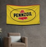 Pennzoil Flag 3x5 Ft – Car Motor Oil Racing Man Cave Garage Large Display Wall Decor Sign