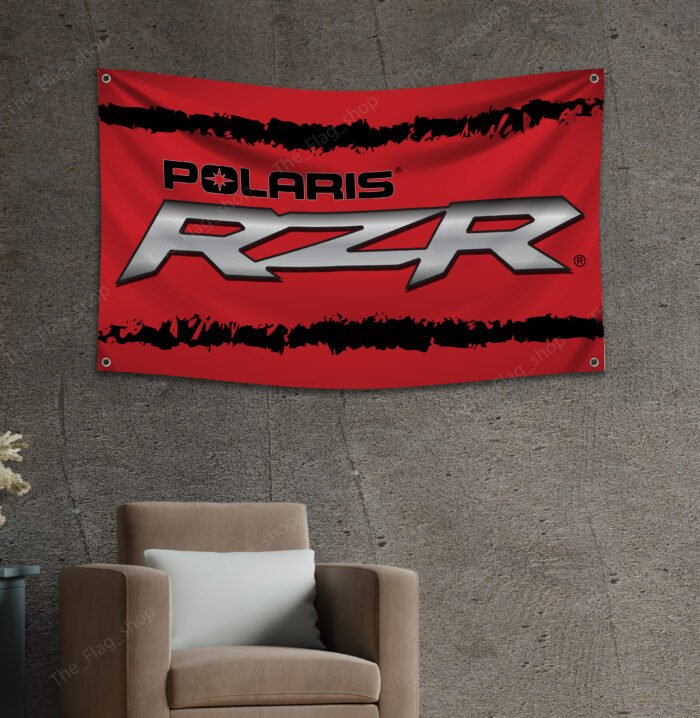 Polaris RZR Flag 3x5 FT – Racing, Car Show, Garage, and Man Cave Banner Wall Decor Sign