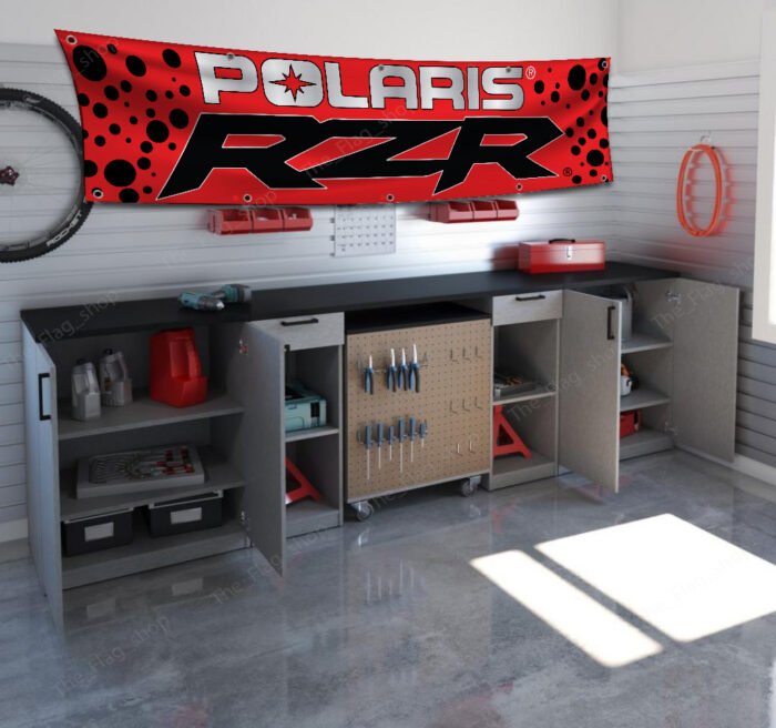 Polaris RZR Banner 2x8 FT – Off-Road Racing, Car Show, Dirt Track Competitions, Garage, Man Cave Wall Decor Sign