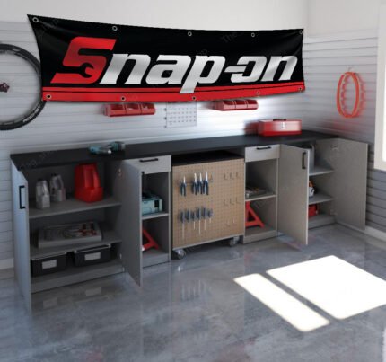 Snap-on Banner 2x8ft – Racing Car Flag, Tools, Garage Man Cave Wall Decor Sign