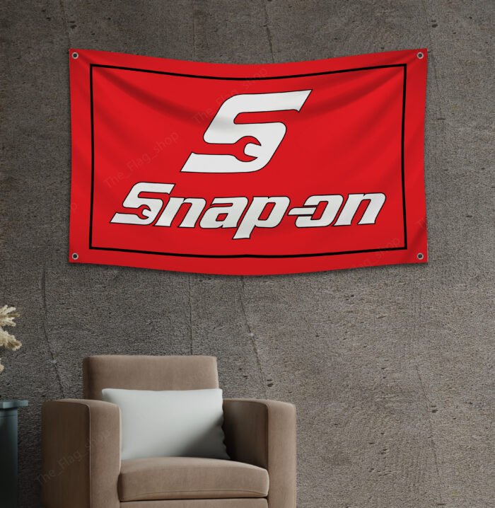 Snap-on Flag 3x5Ft – Racing Car Banner, Tools, Garage Man Cave Wall Decor Sign