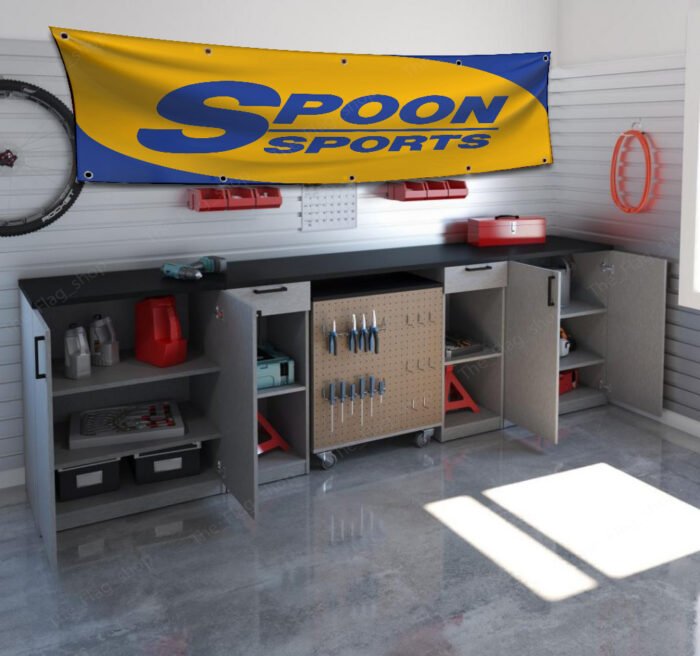 Spoon Sport Banner 2x8 ft – JDM Racing Car, Man Cave Garage Wall Decor Sign