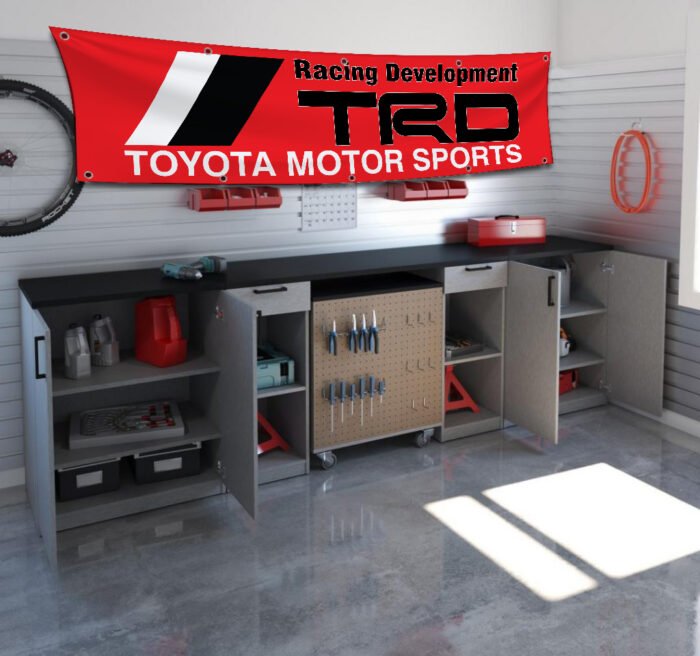 Toyota TRD 2x8ft Banner – Motorsports Racing Development Flag, Garage, Man Cave Wall Decor Sign