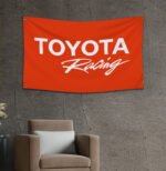 Toyota Racing Flag 3x5ft – Car Show Red Banner, Garage, Man Cave Wall Decor Sign