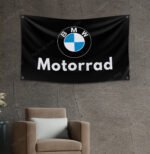 "Show your love for BMW Motorrad with this 3x5 ft banner flag. Ideal for garages, workshops, man caves, and wall décor, this durable flag features bold BMW Motorrad branding. Perfect for both indoor and outdoor use, it’s a must-have sign for motorcycle enthusiasts and fans of the brand’s racing heritage."