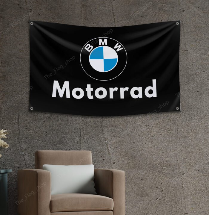 "Show your love for BMW Motorrad with this 3x5 ft banner flag. Ideal for garages, workshops, man caves, and wall décor, this durable flag features bold BMW Motorrad branding. Perfect for both indoor and outdoor use, it’s a must-have sign for motorcycle enthusiasts and fans of the brand’s racing heritage."