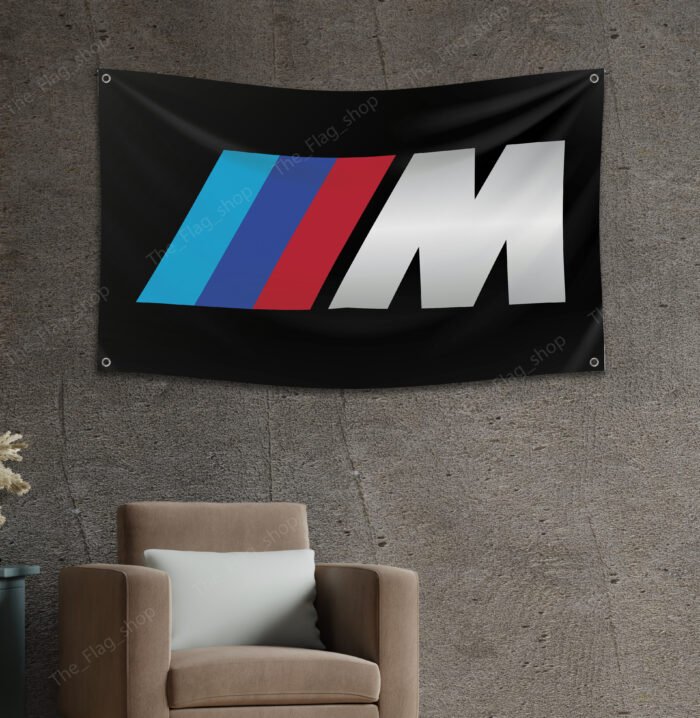 "Enhance your space with this 3x5 ft BMW M Power flag. Perfect for garages, shops, man caves, and wall décor, this durable banner features bold BMW Motorsport branding. Ideal for indoor and outdoor use, it’s a great sign for showcasing your passion for high-performance driving and BMW M Power’s legacy in motorsport."