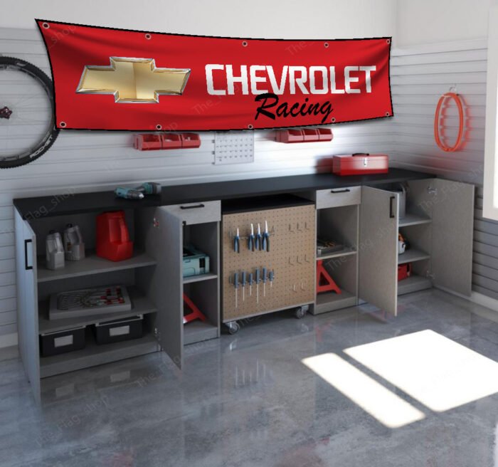 "Show your love for Chevy racing with this 2x8 ft Chevrolet Racing banner flag, perfect for car and truck enthusiasts. Featuring bold Chevrolet Racing graphics and iconic branding, this banner adds a high-energy vibe to any space. Ideal for man caves, garages, workshops, or car shows, it’s designed to highlight your passion for Chevy’s legacy in motorsport and performance vehicles. Crafted from durable, high-quality materials, this banner is suitable for both indoor and outdoor use, ensuring vibrant colors and lasting appeal. Whether you’re a racing fan or a Chevy collector, this Chevrolet Racing flag is the ultimate wall décor for showcasing your enthusiasm for speed and automotive excellence."