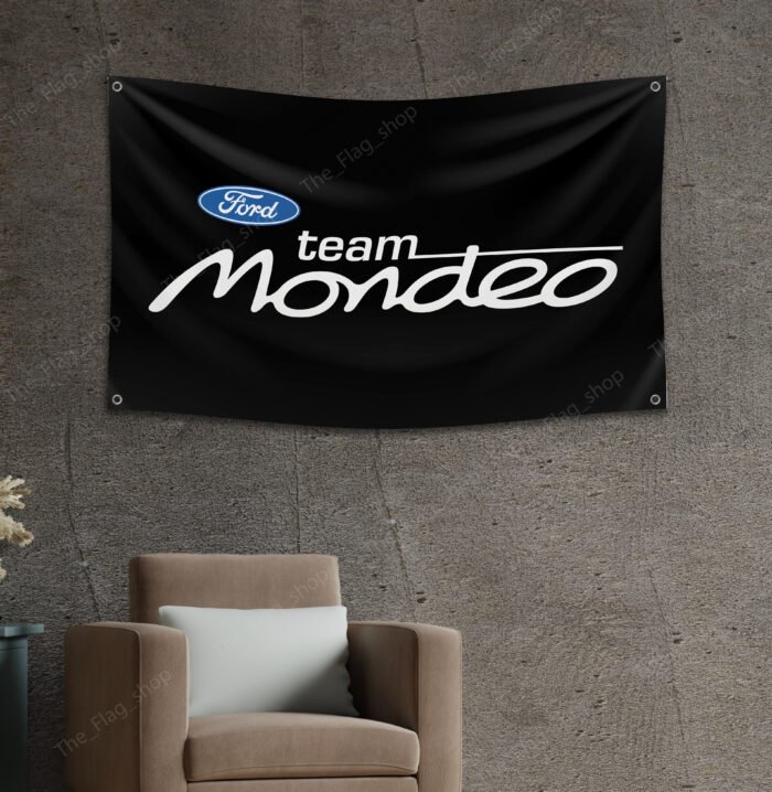 "Celebrate the legacy of Ford Team Mondeo Racing with this 3x5 ft banner flag, perfect for car enthusiasts and motorsport fans. Featuring bold Ford Team Mondeo Racing graphics, this banner is an excellent addition to your garage, man cave, workshop, or car show display. Crafted from durable, high-quality materials, it ensures vibrant colors and long-lasting performance, suitable for both indoor and outdoor use. Showcase your appreciation for Ford's historic success in racing and the iconic Mondeo with this stylish décor piece, a must-have for any fan of automotive excellence and motorsport heritage."