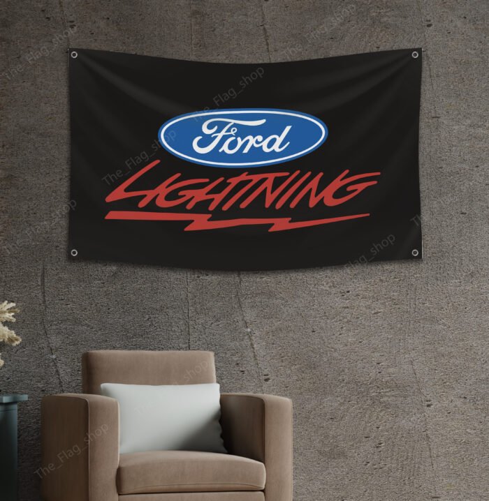 Ford Lightning Flag 3x5ft Car Truck Racing Show Garage Man Cave Wall Banner Sign