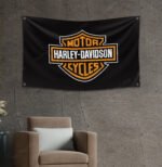 Harley Davidson Flag 3x5 FT Banner Man Cave Garage Workshop Wall Decor Sign 2023