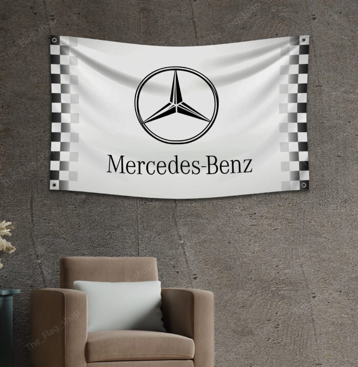 Mercedes Benz AMG 3x5ft Sport Flag Racing Checkered Banner Car Show Garage Man Cave Wall Decor