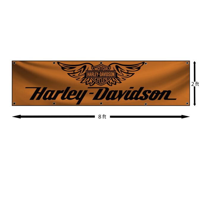 Harley Davidson Motorcycle 2x8 ft Garden Flag Mount Man Cave Banner Garage Sign