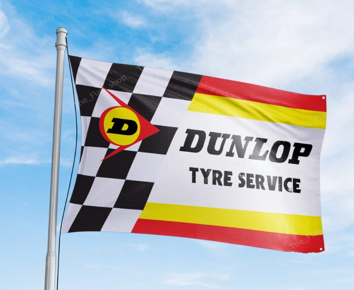 "Decorate your space with this 3x5 ft Dunlop Tyre Service banner flag, perfect for racing motorcycle enthusiasts and fans of high-performance tires. Featuring bold Dunlop branding and graphics, this durable banner is ideal for garages, man caves, workshops, or motorcycle shows. Made from high-quality materials, it’s designed for both indoor and outdoor use, ensuring vibrant colors and long-lasting appeal. Whether you’re showcasing your passion for motorcycle racing or highlighting the quality of Dunlop tyres, this banner is a must-have décor piece for any true fan of performance and durability."