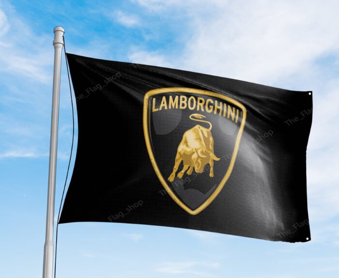 Lamborghini Flag 3x5 ft Black Racing Lambo Banner Car Show Garage Man Cave Wall Decor