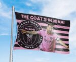 "Celebrate Lionel Messi, the GOAT, with this Inter Miami CF 3x5 ft flag featuring The Herons’ logo and a bold 'The GOAT is in Miami' design. Perfect for MLS fans, stadium displays, tailgating, or home décor, this banner is a must-have for passionate Messi and soccer supporters."