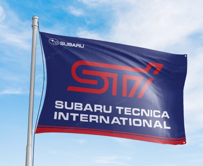 Subaru STI Flag 3x5ft – Car Show, Street Racing Banner, Man Cave Wall Decor Sign